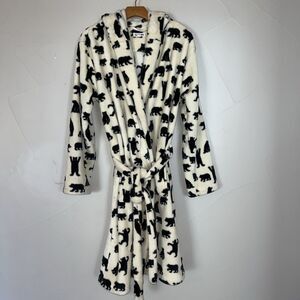 Little Blue House Black Bear Hooded Plush Fleece Robe, Women’s Large Hatley
